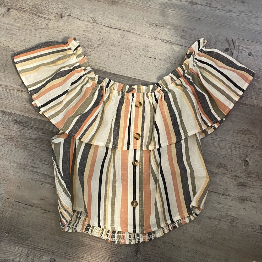 Off the Shoulder Striped Blouse